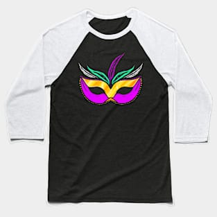 Yellow golden And Purple Mask For Mardi Gras Baseball T-Shirt